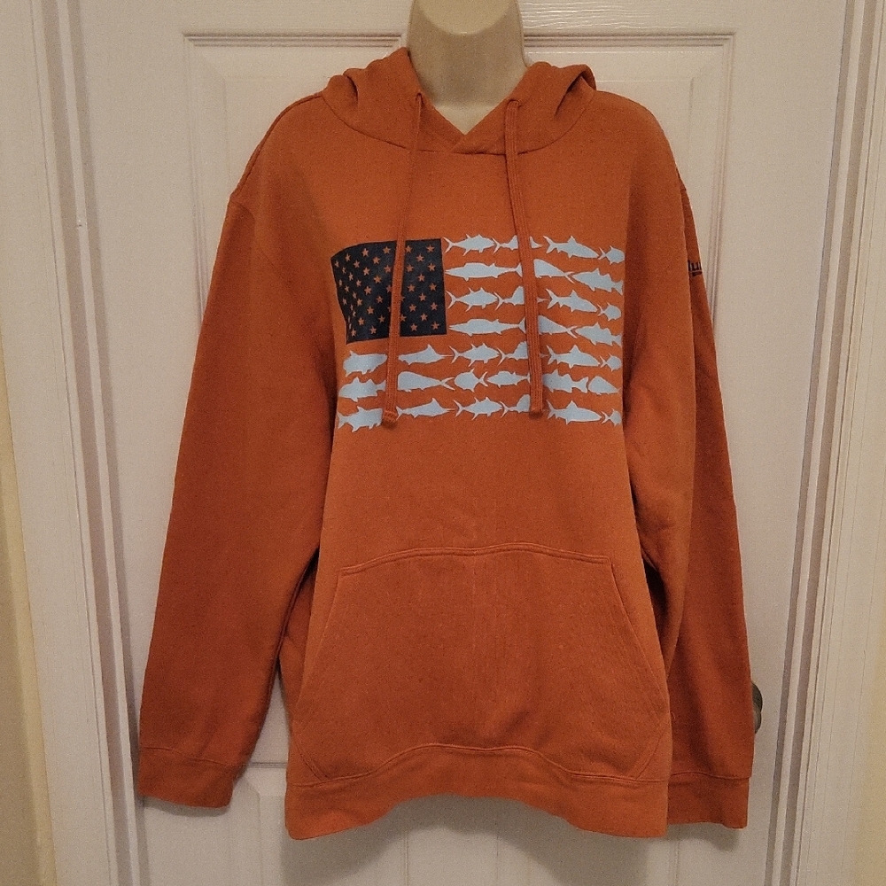 Columbia Orange Sweatshirt with Vintage Flag Design
